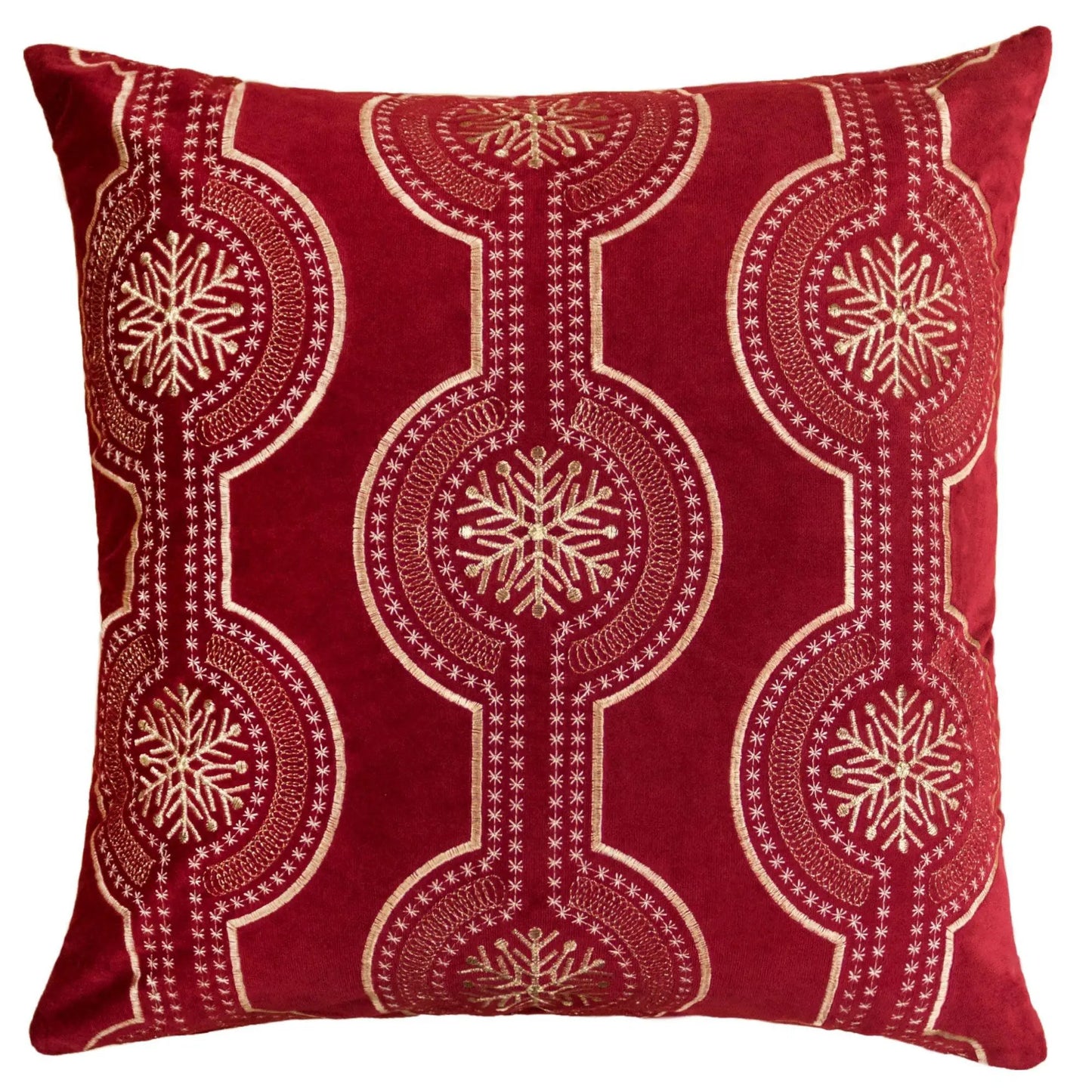 Holiday Throw Pillow Snowflake Embroidery
