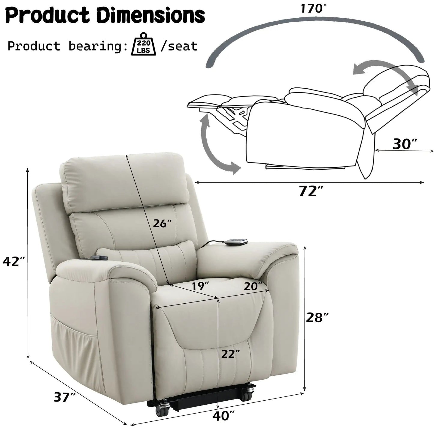 Marsha Silicone Leather Power Recliner With Lift