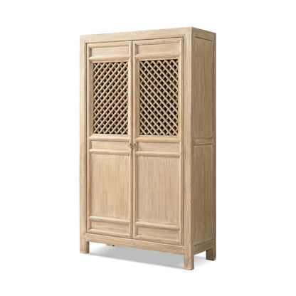 Arden 2-Door Bookcase Storage Cabinet natural wood with lattice panel doors by HouseOfZazla on Tampa Home & Garden Store