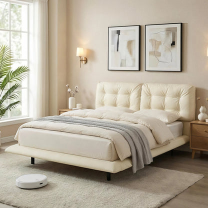 Queen Size Upholstered Bed Frame with Led Lights