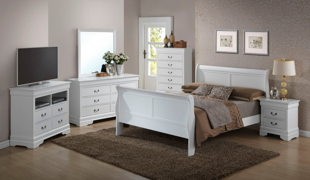 Panel Sleigh Bed white finish with curved headboard and footboard by HouseOfZazla on Tampa Home & Garden Store
