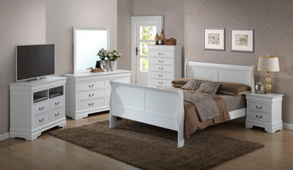 Panel Sleigh Bed white finish with curved headboard and footboard by HouseOfZazla on Tampa Home & Garden Store