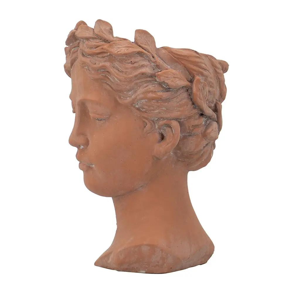 Visage Head Bust Planter Brown Cement Indoor Use