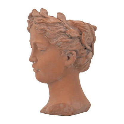 Visage Head Bust Planter Brown Cement Indoor Use