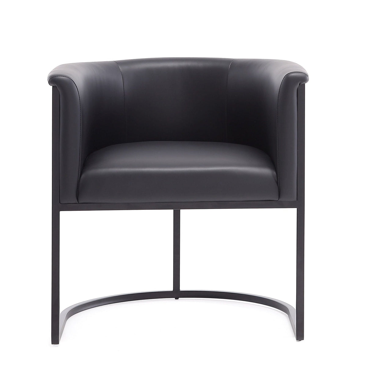 Cosmopolitan Dining Chair with Geometric Metal Frame and Black Leather Upholstery on Tampa Home & Garden Store
