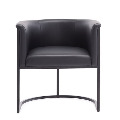Cosmopolitan Dining Chair with Geometric Metal Frame and Black Leather Upholstery on Tampa Home & Garden Store