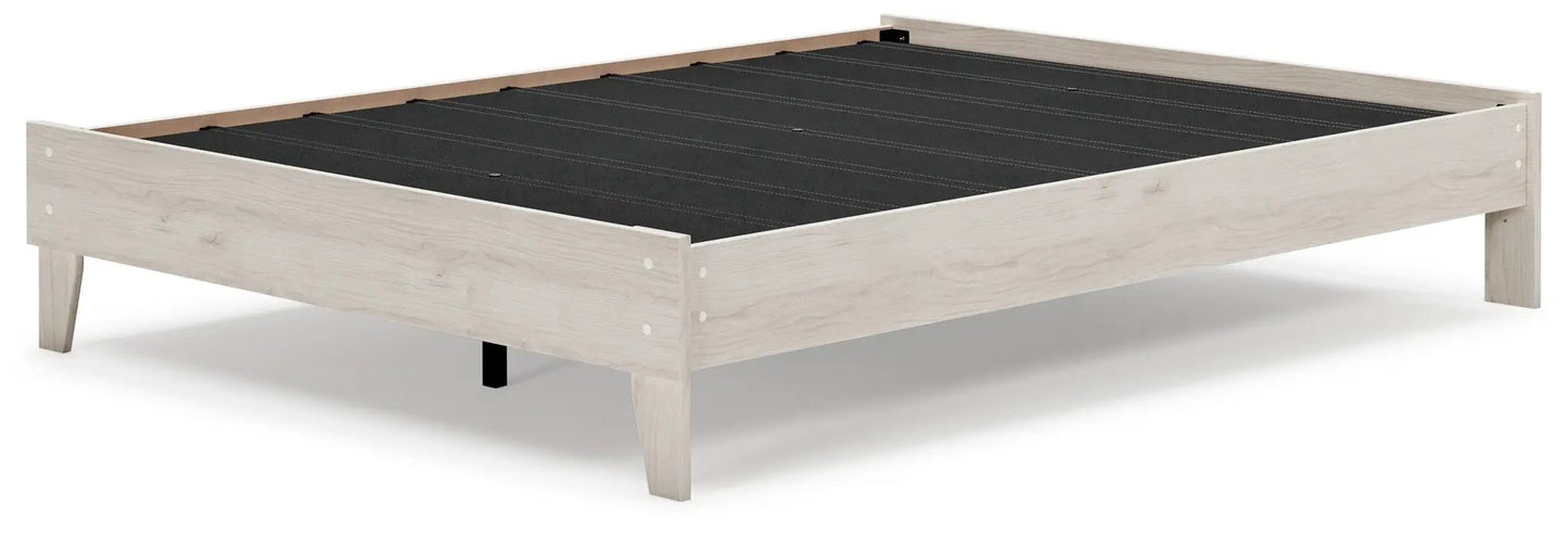 Socalle Platform Bed, light oak frame with black slat base on Tampa Home & Garden Store