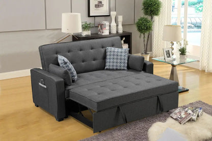 Sleeper Sofa with USB Ports and Pillows Gray