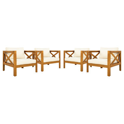 Outdoor Acacia Wood Club Armchairs with Cushions, cream cushions, set of 2 by HouseOfZazla on Tampa Home & Garden Store