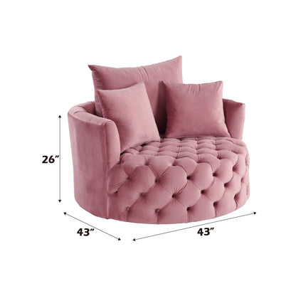 Pink velvet tufted swivel accent chair with cushions by HouseOfZazla on Tampa Home & Garden Store