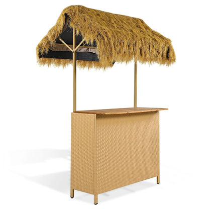 3-Piece Bar Height Set by Unique Piece Furniture with acacia wood top and PE grass canopy on Tampa Home & Garden Store