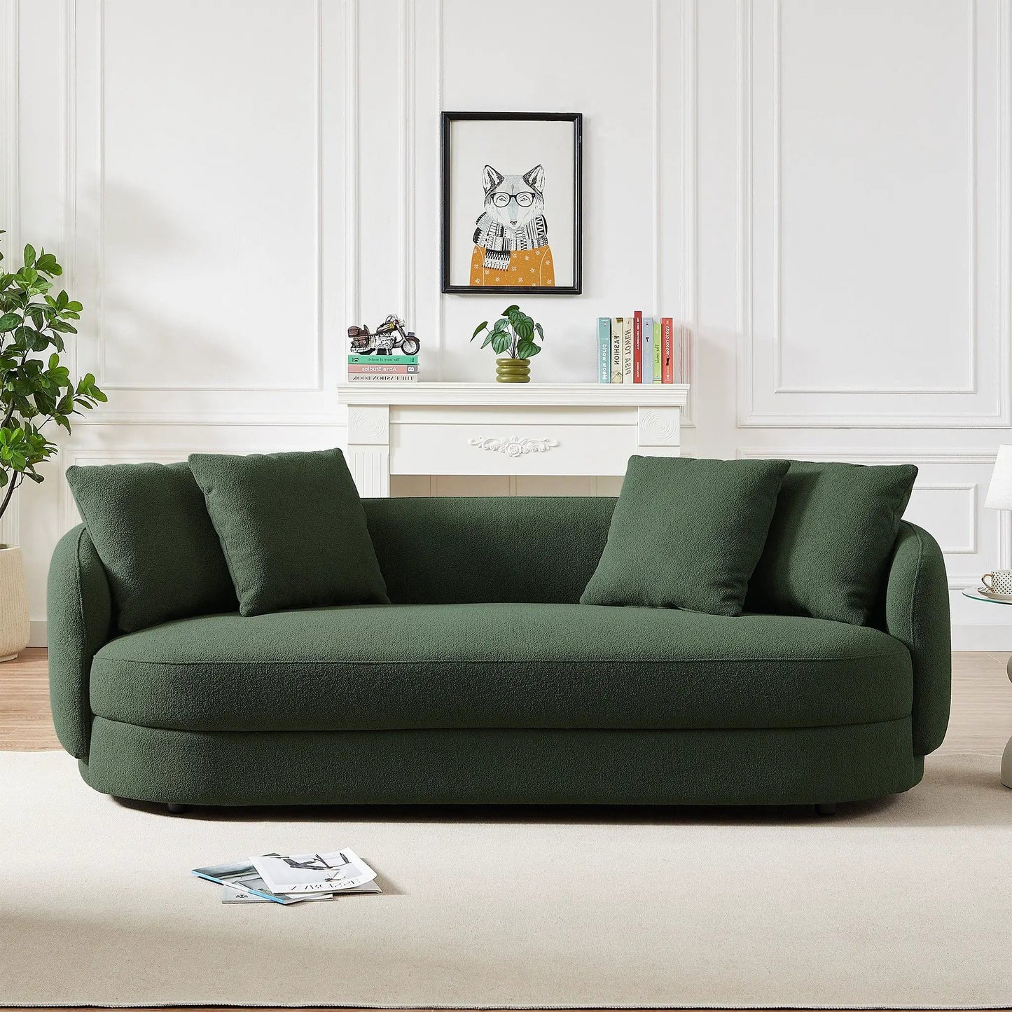 Dylan Modern French Boucle Sofa in dark green boucle, stationary sofa by Unique Piece Furniture on Tampa Home & Garden Store