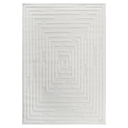 Rug High-Low Cream Striped Geometric Rug by HouseOfZazla on Tampa Home & Garden Store
