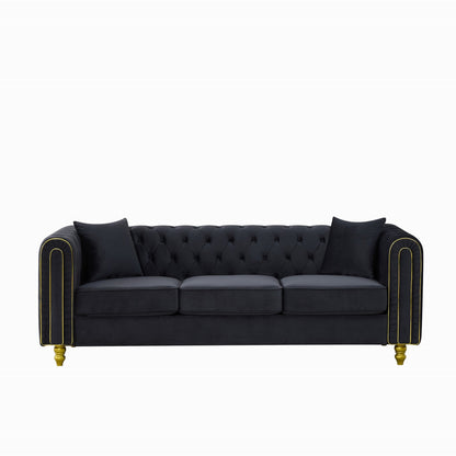 Modern Velvet Chesterfield Loveseat Sofa