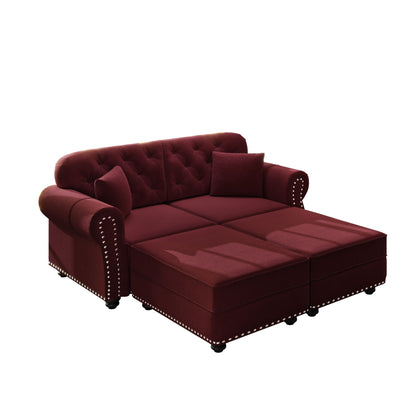 Upholstered Sofa Set with Nailhead and Pillows