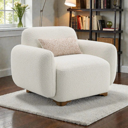 Darius Boucle Accent Chair with Toss Pillow Beige