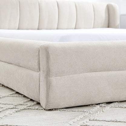 Modern Upholstered Bed Frame With Thick Fabric