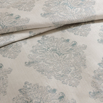 Marana 9 Pc Medallion Jacquard Comforter Set by HouseOfZazla in beige with teal pattern on Tampa Home & Garden Store