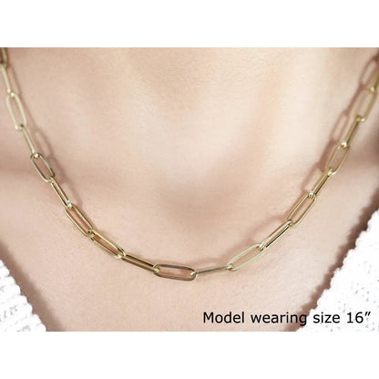 14K yellow gold bold paperclip chain necklace 4.2 mm by Bids.com on Tampa Home & Garden Store