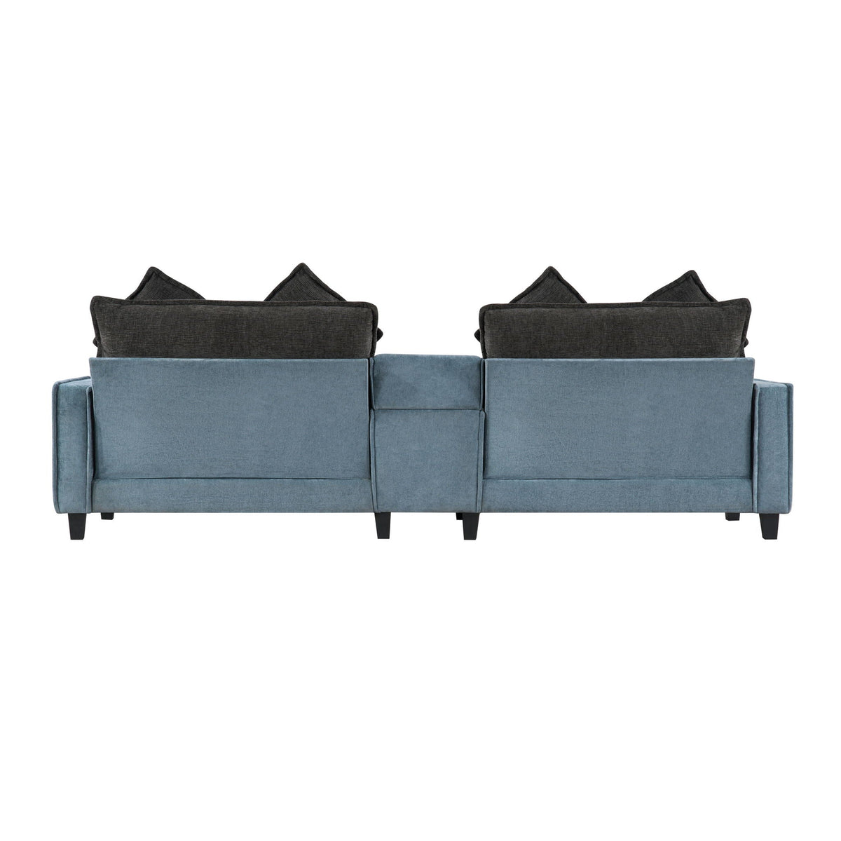 Sectional sofa with removable ottomans in gray and light blue fabric by HouseOfZazla on Tampa Home & Garden Store