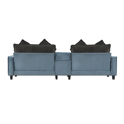 Sectional sofa with removable ottomans in gray and light blue fabric by HouseOfZazla on Tampa Home & Garden Store
