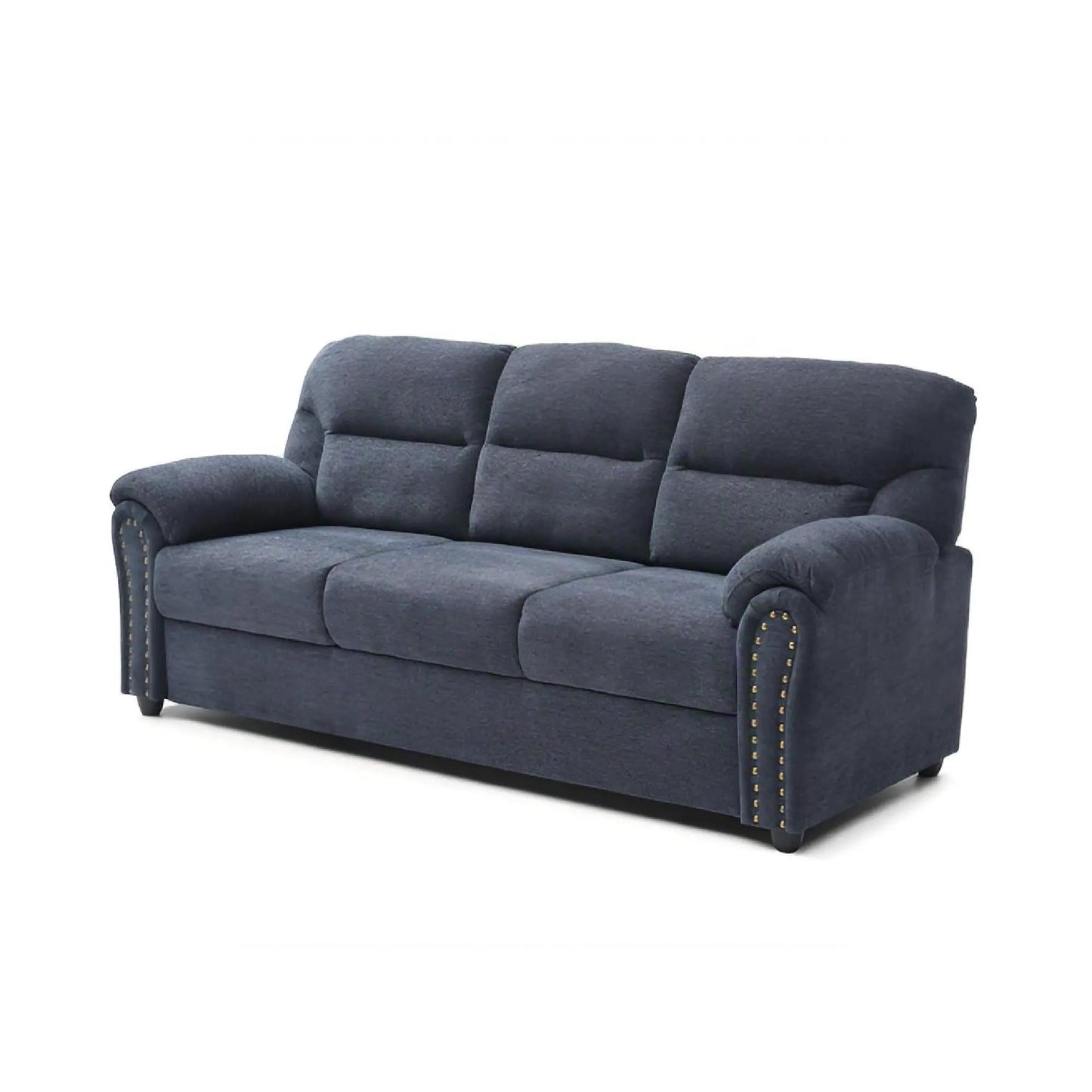 Hamilton sofa with nailhead trim in blue-gray fabric by Unique Piece Furniture, stationary sofa on Tampa Home & Garden Store