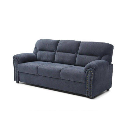 Hamilton sofa with nailhead trim in blue-gray fabric by Unique Piece Furniture, stationary sofa on Tampa Home & Garden Store