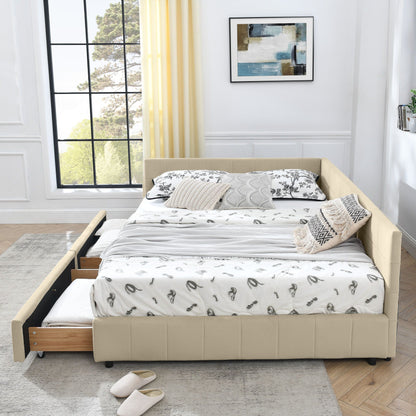 Mid Century Storage Upholstered Tufted Bed Frame