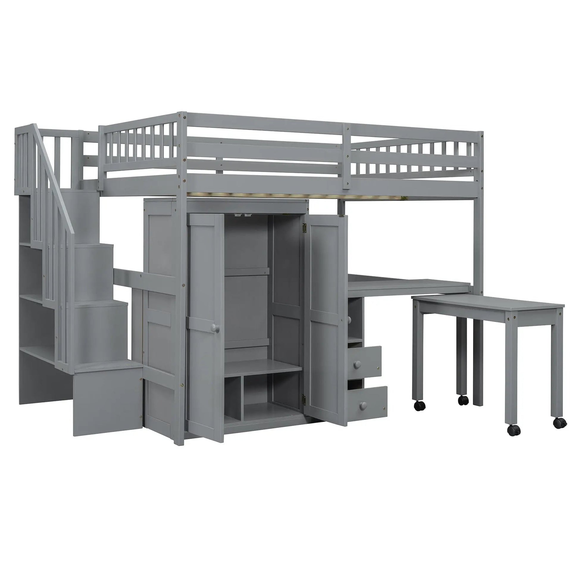 Loft bed with stairs in gray and storage by Unique Piece Furniture on Tampa Home & Garden Store