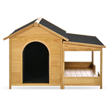 60.2 Inch Outdoor Dog House with Insulated Liner by HouseOfZazla natural wood black roof on Tampa Home & Garden Store