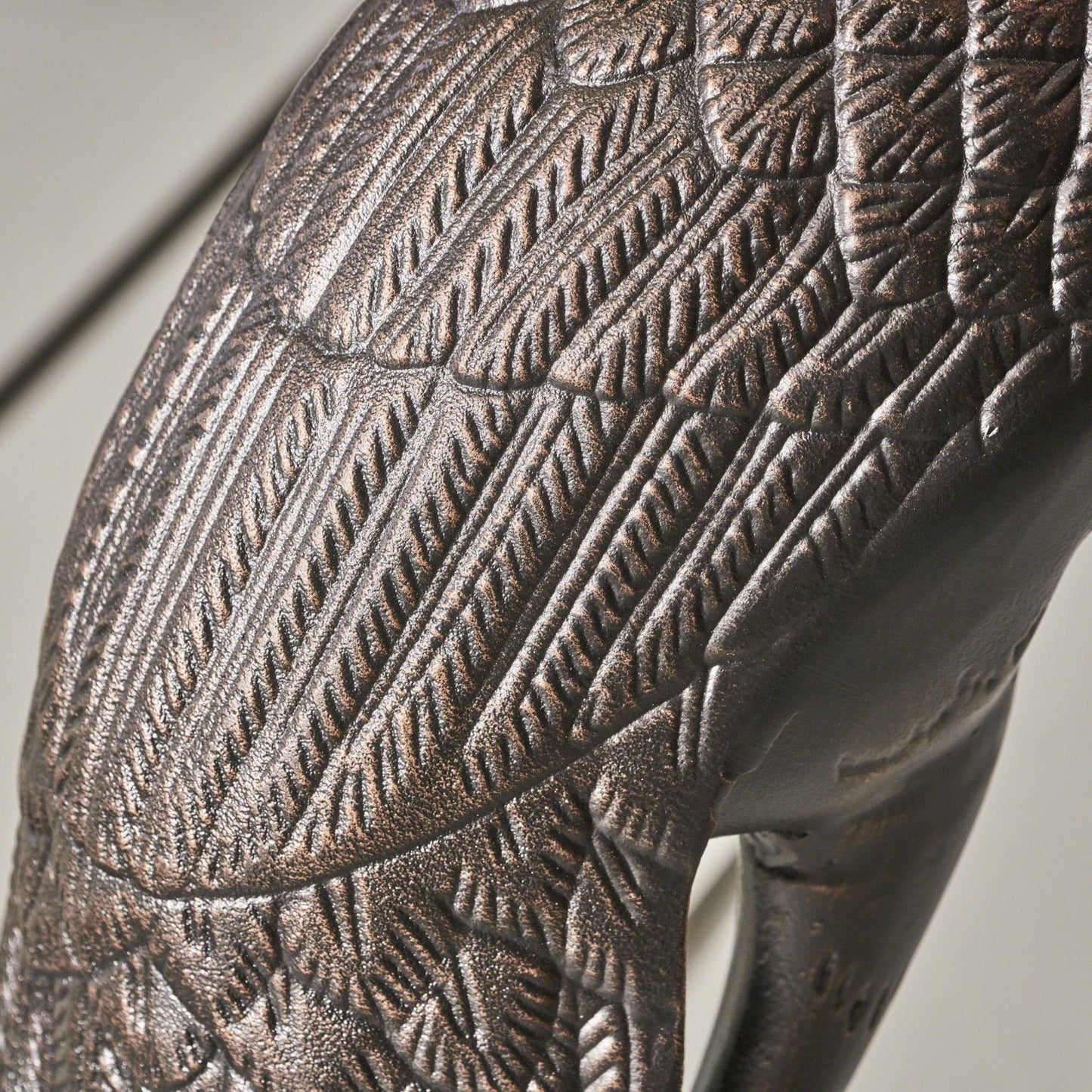 Bird Animals Cranes outdoor decor accessory in dark bronze with feather-textured pattern on Tampa Home & Garden Store