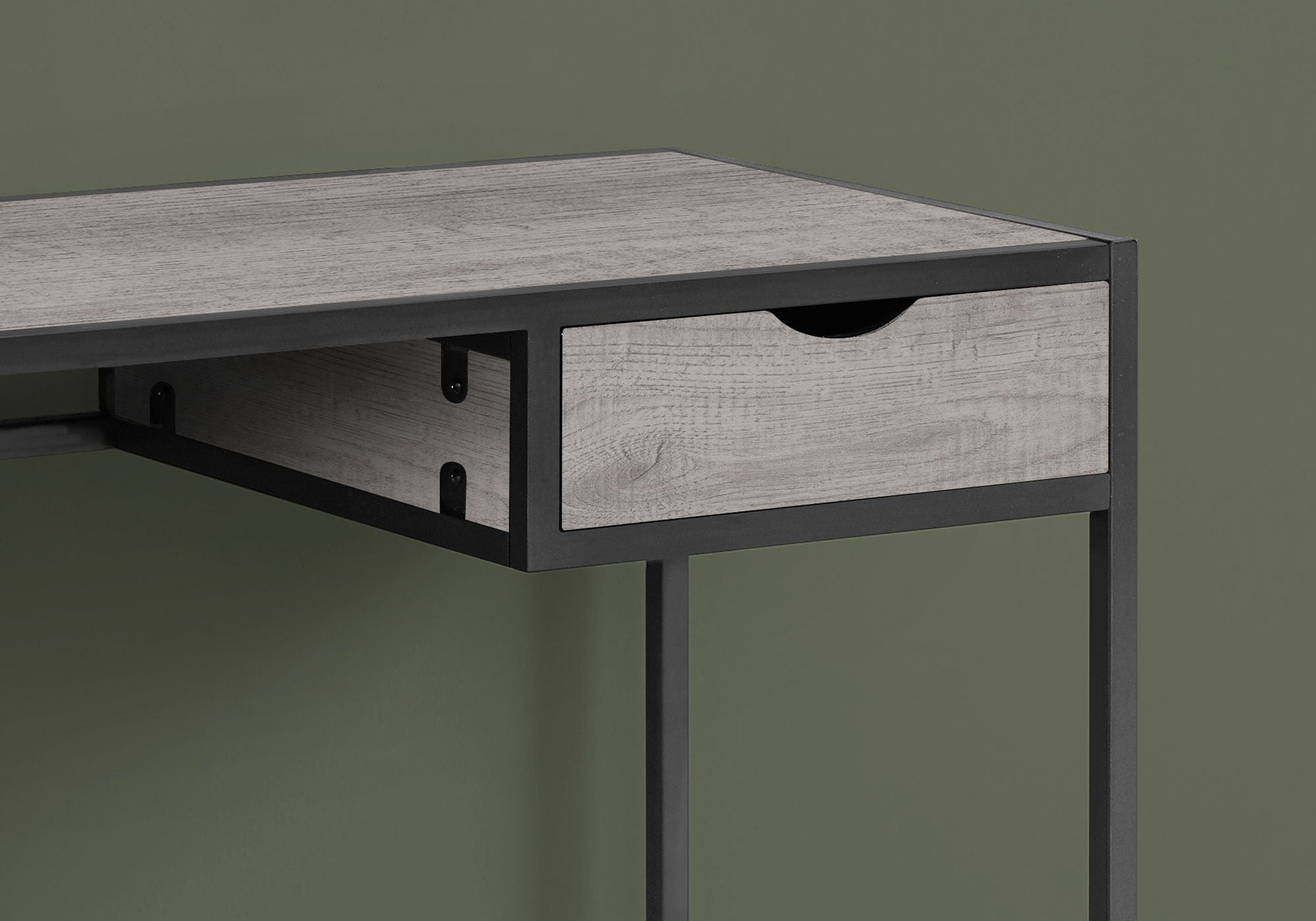 Computer desk for home office with 1-drawer, light woodgrain top, black metal frame on Tampa Home & Garden Store