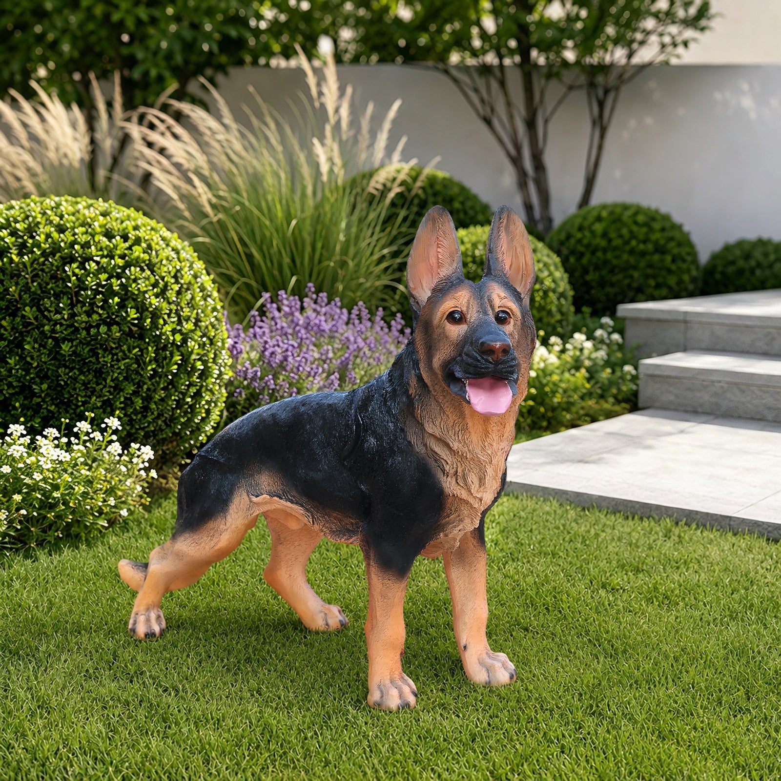 Outdoor German Shepherd Dog statue greeter for garden decor by HouseOfZazla, life-size on Tampa Home & Garden Store
