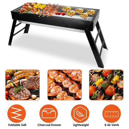 GemGear foldable charcoal grill, stainless steel, portable tabletop grill for camping on Tampa Home & Garden Store