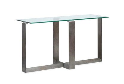 Holden Rectangular Glass Table with Pewter Frame