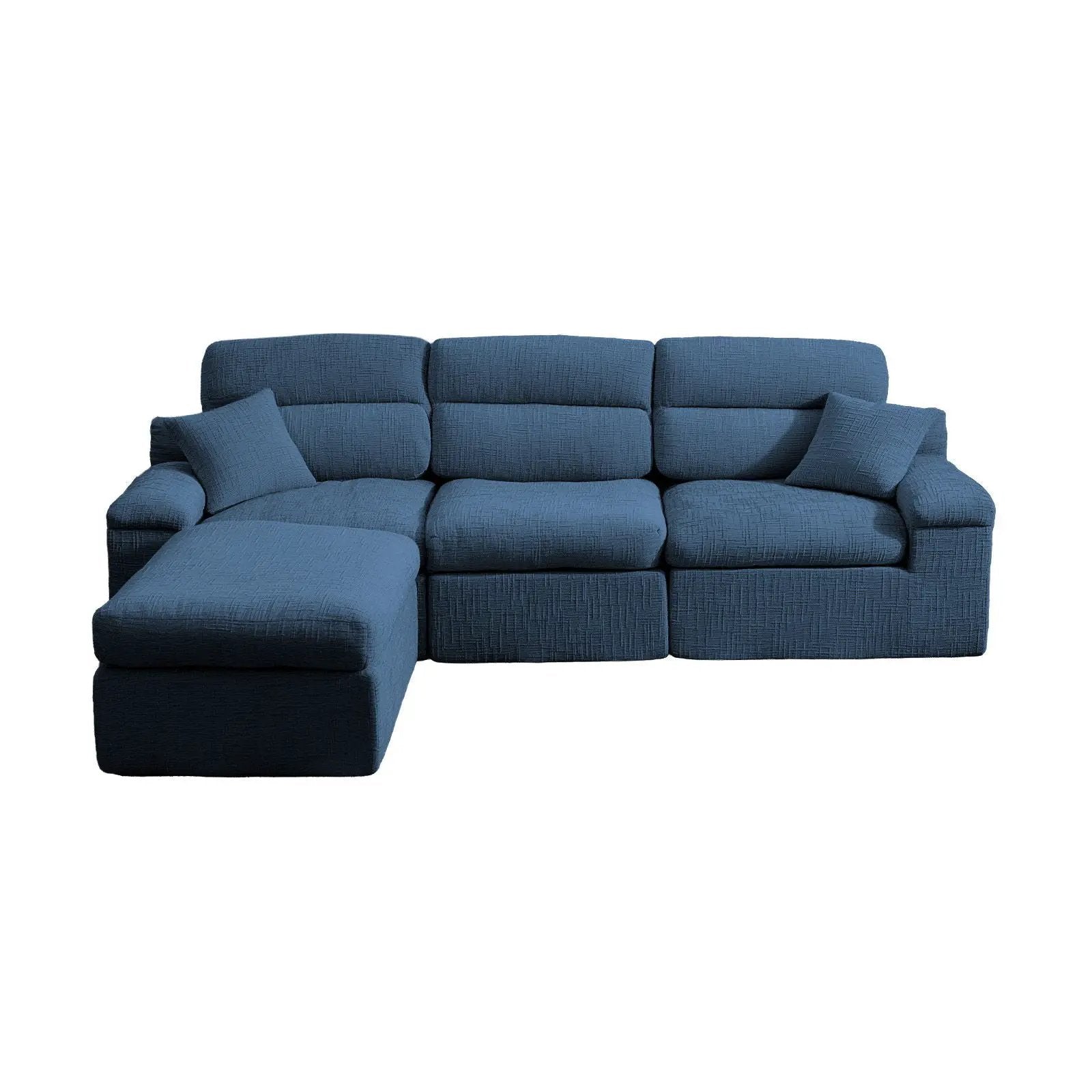 Corner Chaise Sofa High Backrest blue fabric 2pc living set Unique Piece Furniture on Tampa Home & Garden Store