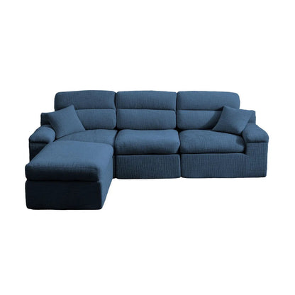 Corner Chaise Sofa High Backrest blue fabric 2pc living set Unique Piece Furniture on Tampa Home & Garden Store