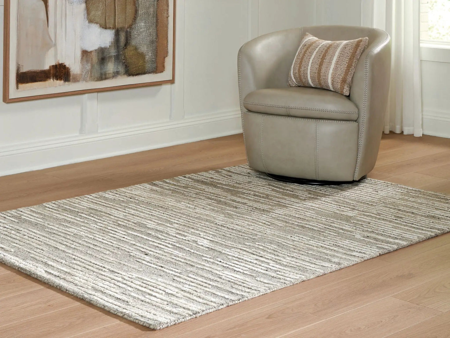 Eljory Gray Abstract Stripe Rug for Living Rooms