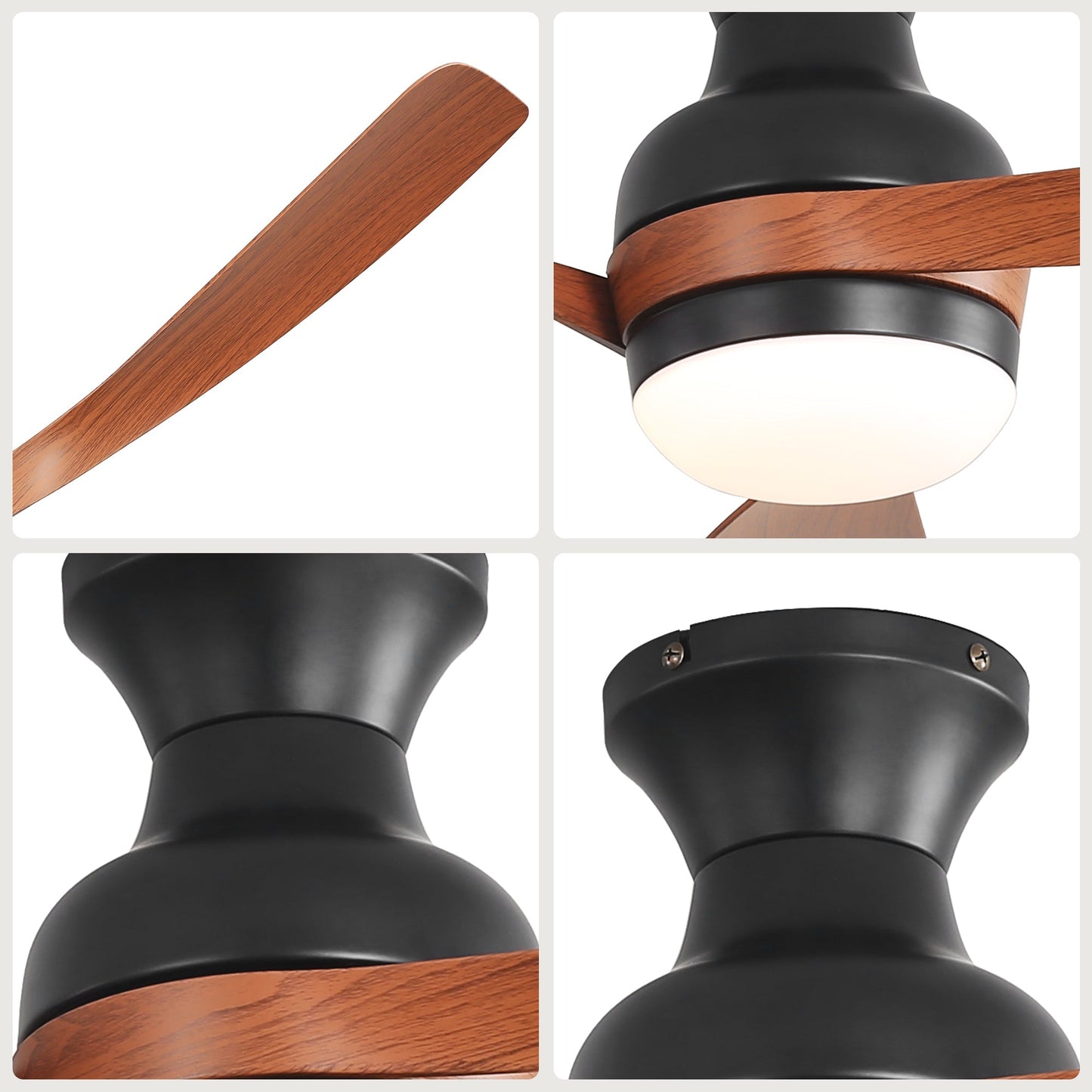 52-Inch Ceiling Fan with Lights and Reversible DC Motor wood blades black housing HouseOfZazla on Tampa Home & Garden Store