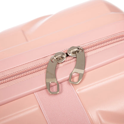 2-piece pink ABS luggage set close-up with pink zipper pulls on a smooth shell on Tampa Home & Garden Store