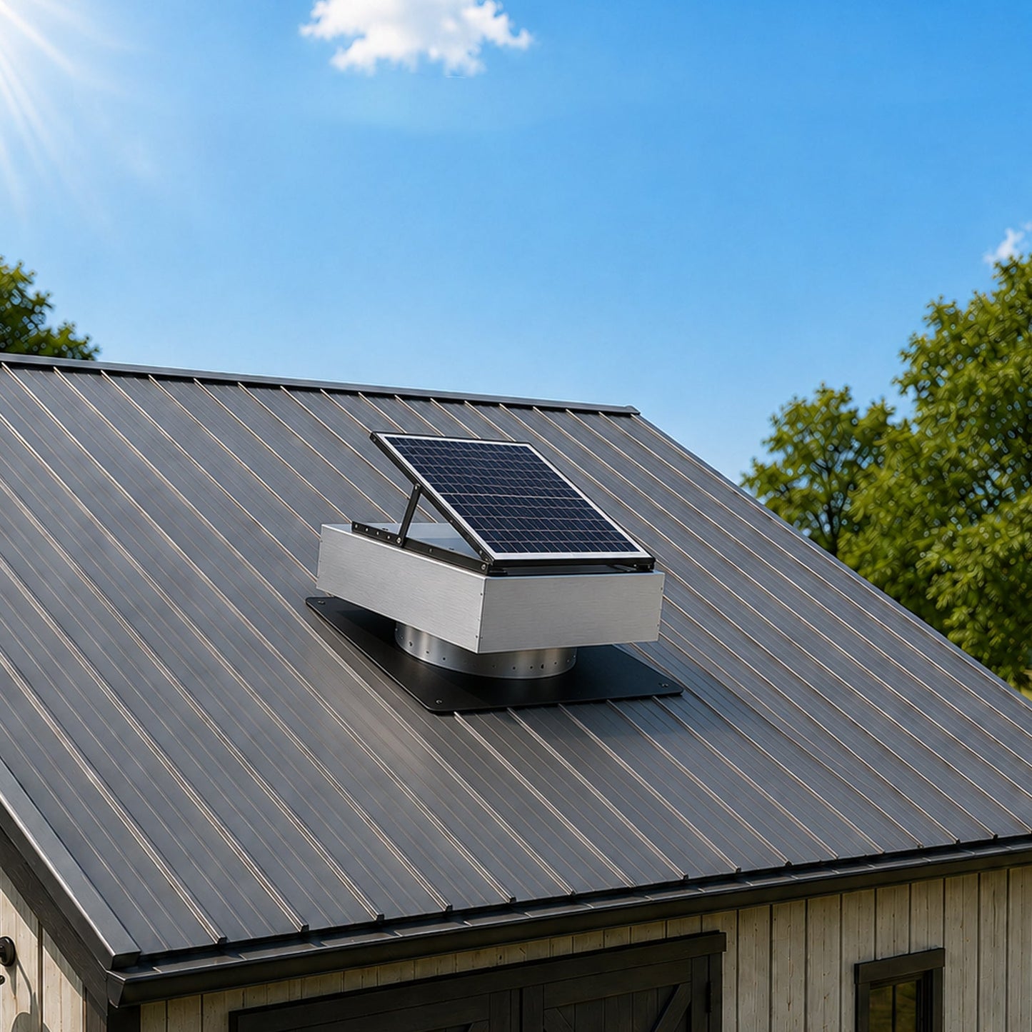 12in stainless steel solar roof vent fan with tilt-adjustable solar panel by HouseOfZazla on Tampa Home & Garden Store
