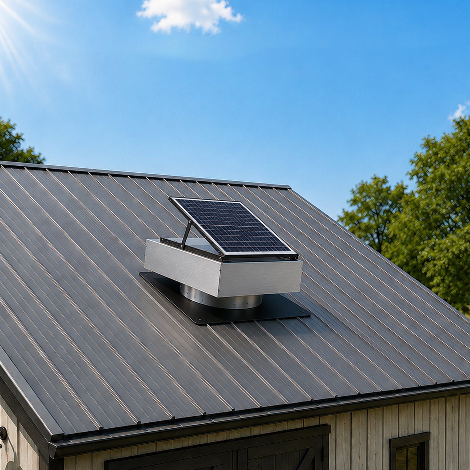 12in stainless steel solar roof vent fan with tilt-adjustable solar panel by HouseOfZazla on Tampa Home & Garden Store