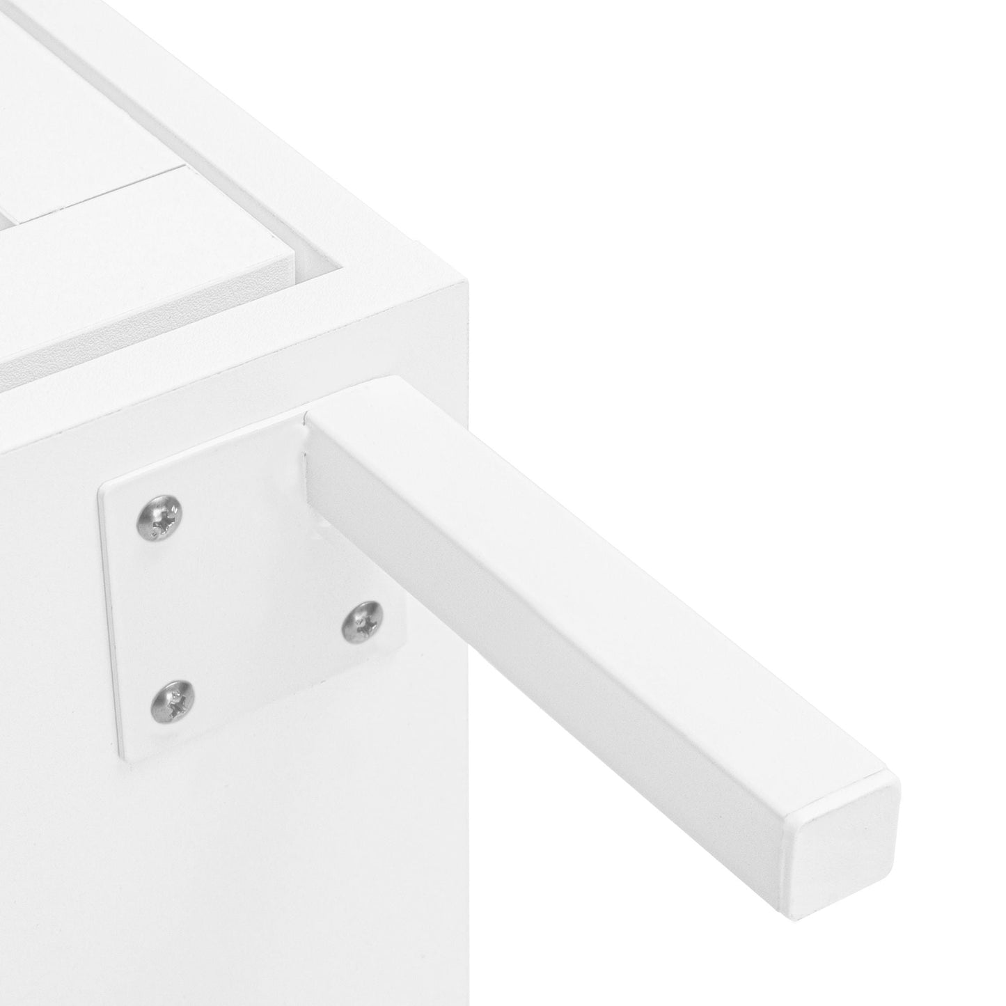 Modern Rattan 3-Door Shoe Rack Cabinet for Entryway white frame closeup with screws on Tampa Home & Garden Store