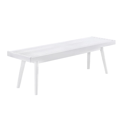 White solid wood slatted bench with slatted surface by HouseOfZazla on Tampa Home & Garden Store