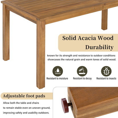 Luxury 5 Piece Acacia Wood Patio Dining Set for 4