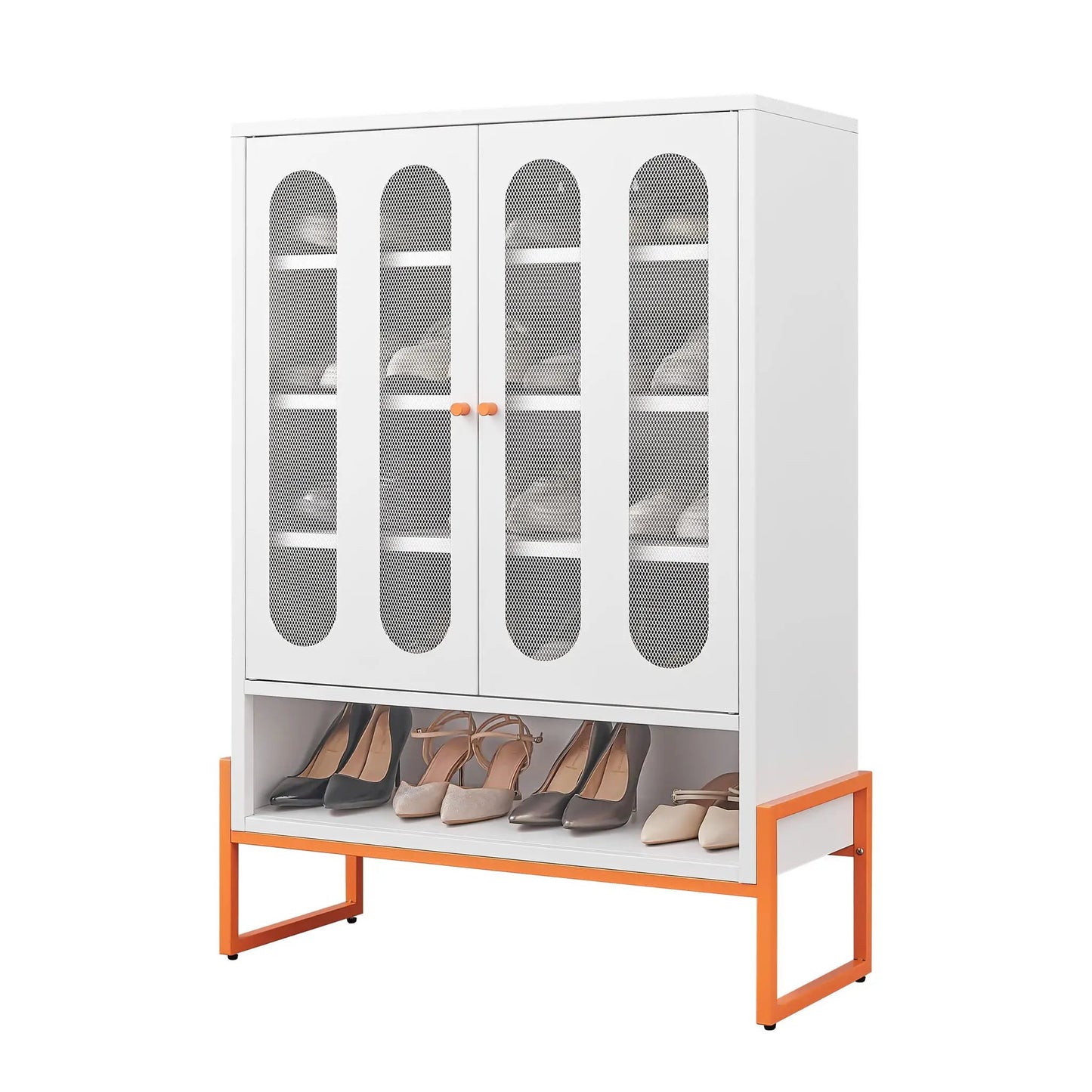 Modern Metal Shoe Cabinet with Double-Sided Doors