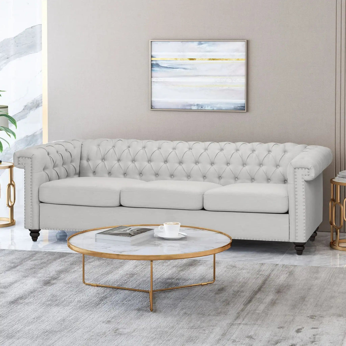 Chesterfield 3 Seater Sofa and Button Tufting
