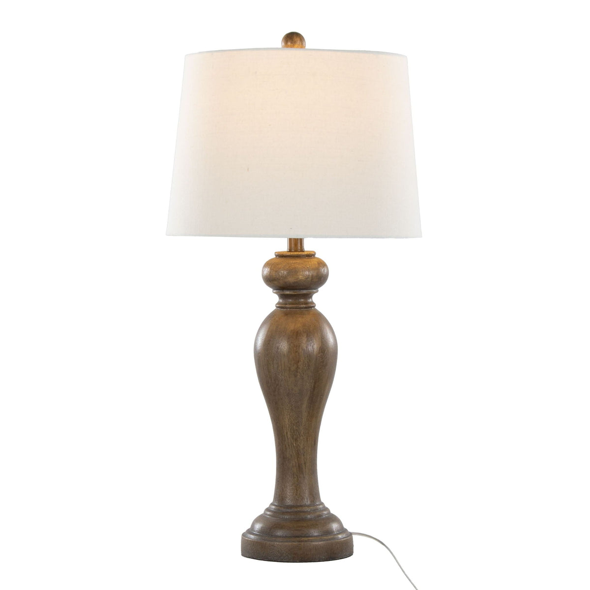 Peppa Contemporary Table Lamp Set of 2 with wooden base and beige shade on Tampa Home & Garden Store