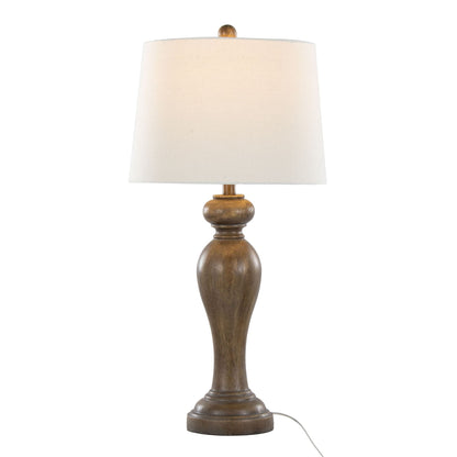 Peppa Contemporary Table Lamp Set of 2 with wooden base and beige shade on Tampa Home & Garden Store