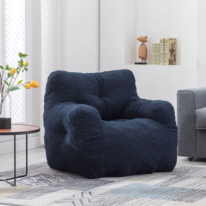 Soft Teddy Fabric Bean Bag Chair With Tufted Foam